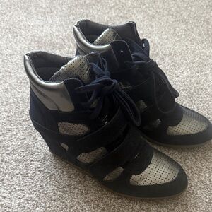 Ash Black and Silver Wedge Sneakers